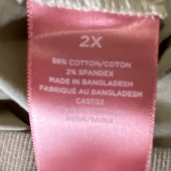 Iyla Beige Converter Cotton Pull On Weekender Casual Vacation Pants- Sz-2X - Picture 11 of 16